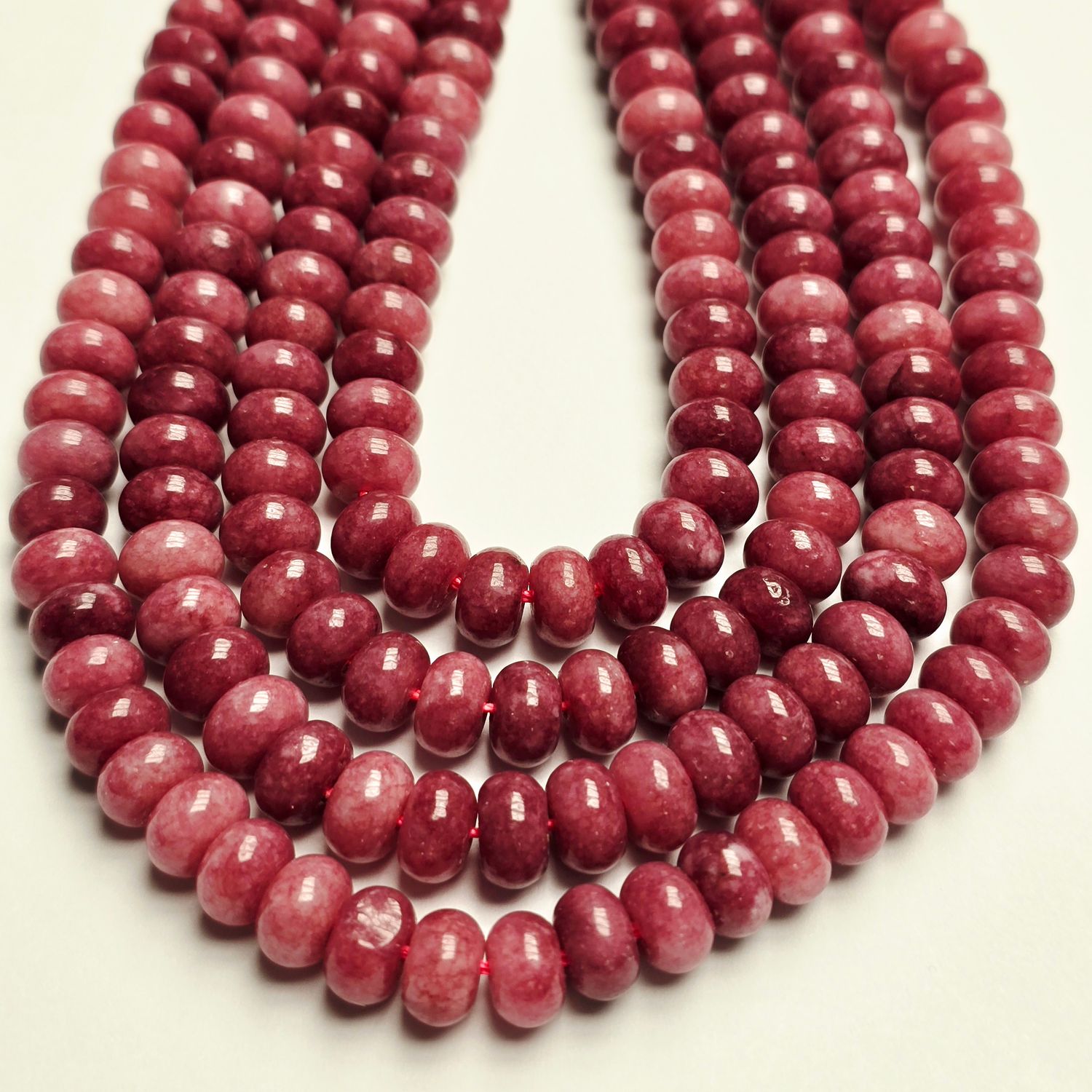 8x5mm Strawberry Quartz Jade Rondelle Strand