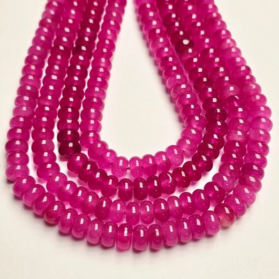 8x5mm Fuchsia Jade Rondelle Strand