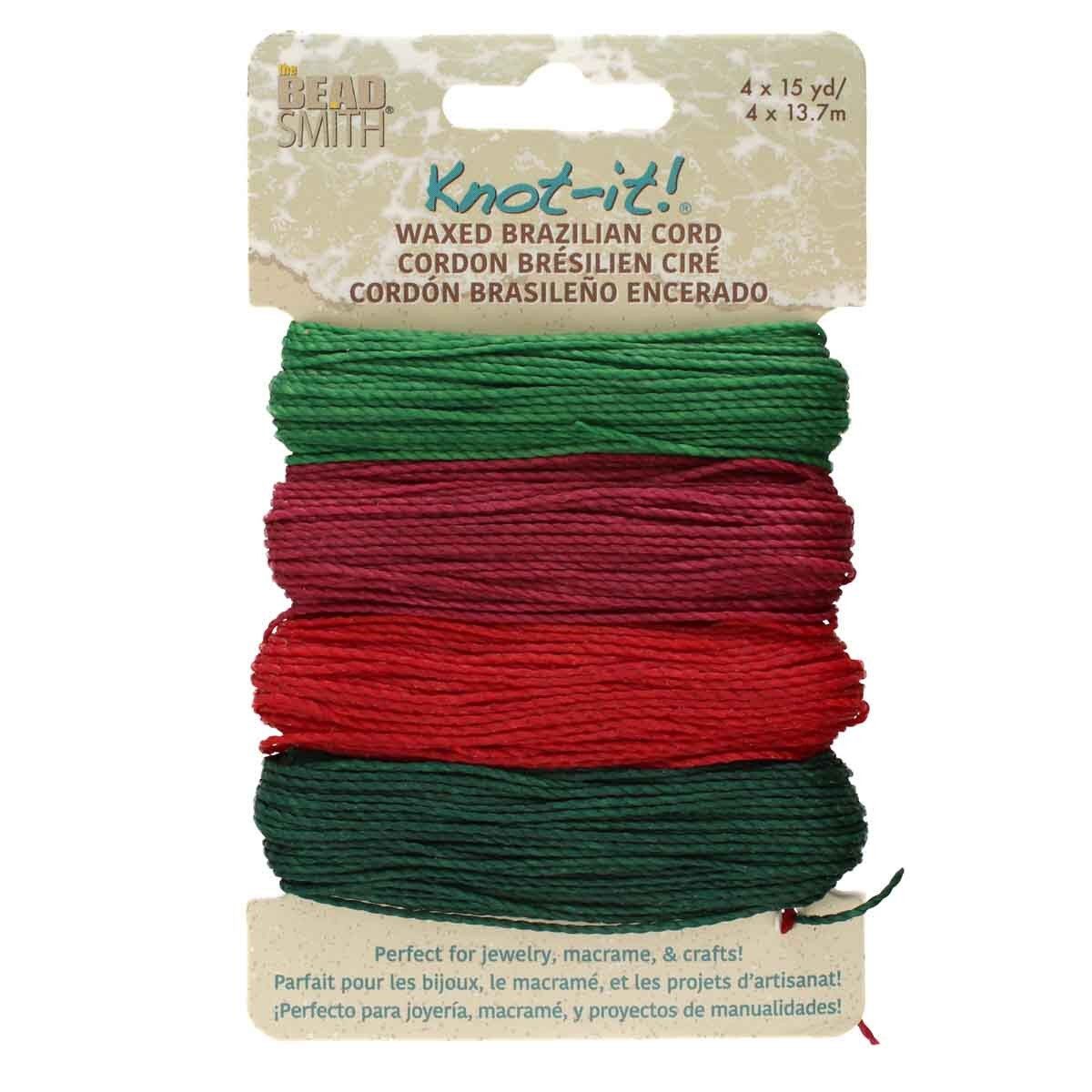 Knot-it Waxed Cord Multi-Color: Vintage Christmas *15 Yards of Each Color* 