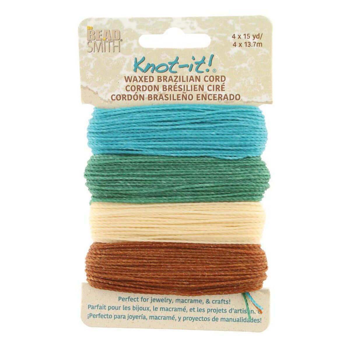 Knot-it Waxed Cord Multi-Color: Beach & Sea *15 Yards of Each Color* 