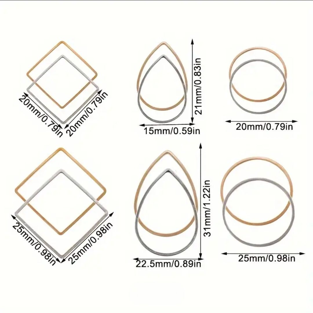 Drop-Square-Circle Frame Mix: Gold