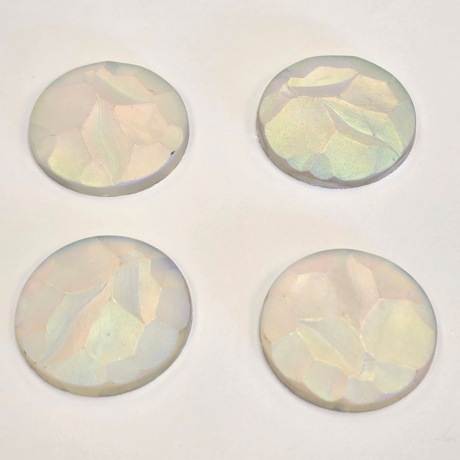 25mm  Glass Cabochon: Matte Crystal AB Textured