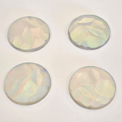 25mm  Glass Cabochon: Matte Crystal AB - Textured