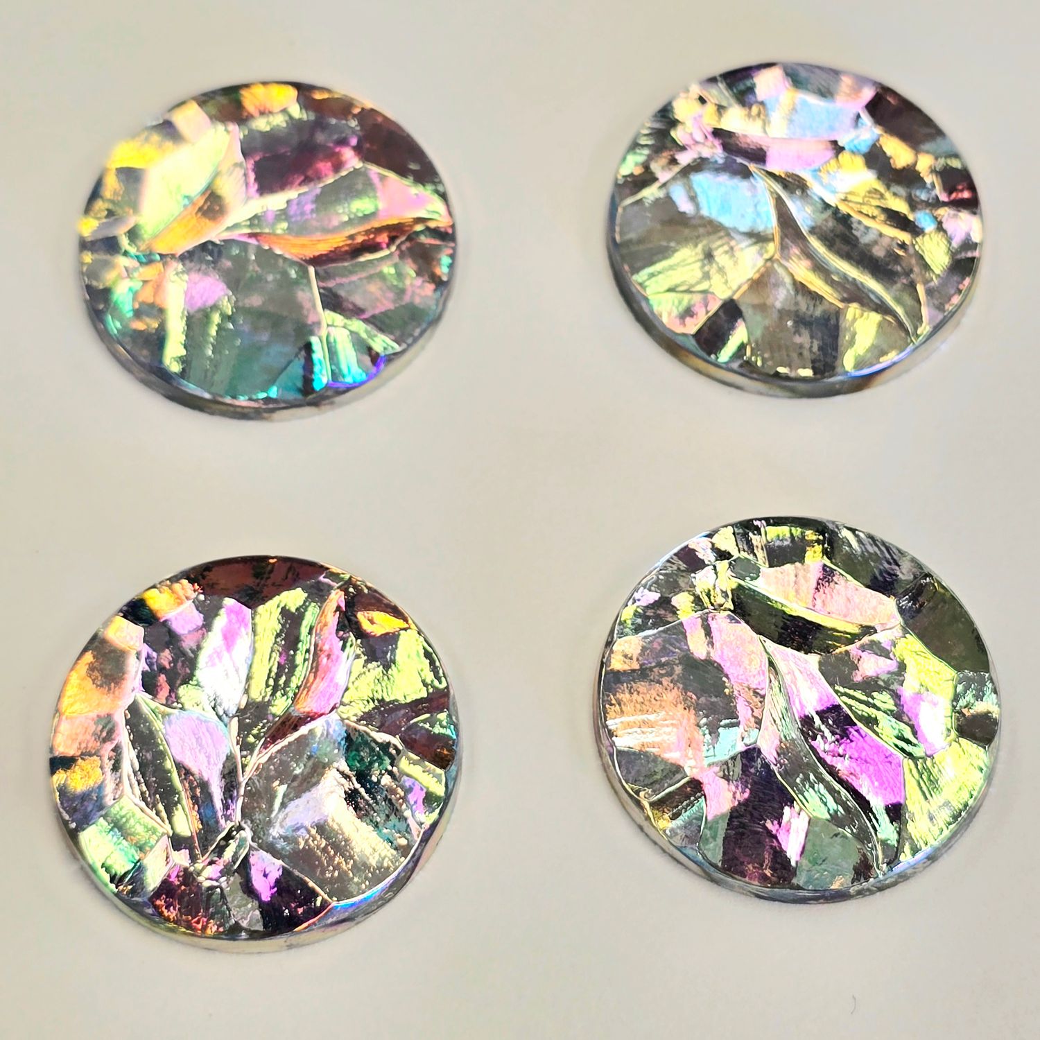 25mm  Glass Cabochon: Crystal AB - Textured