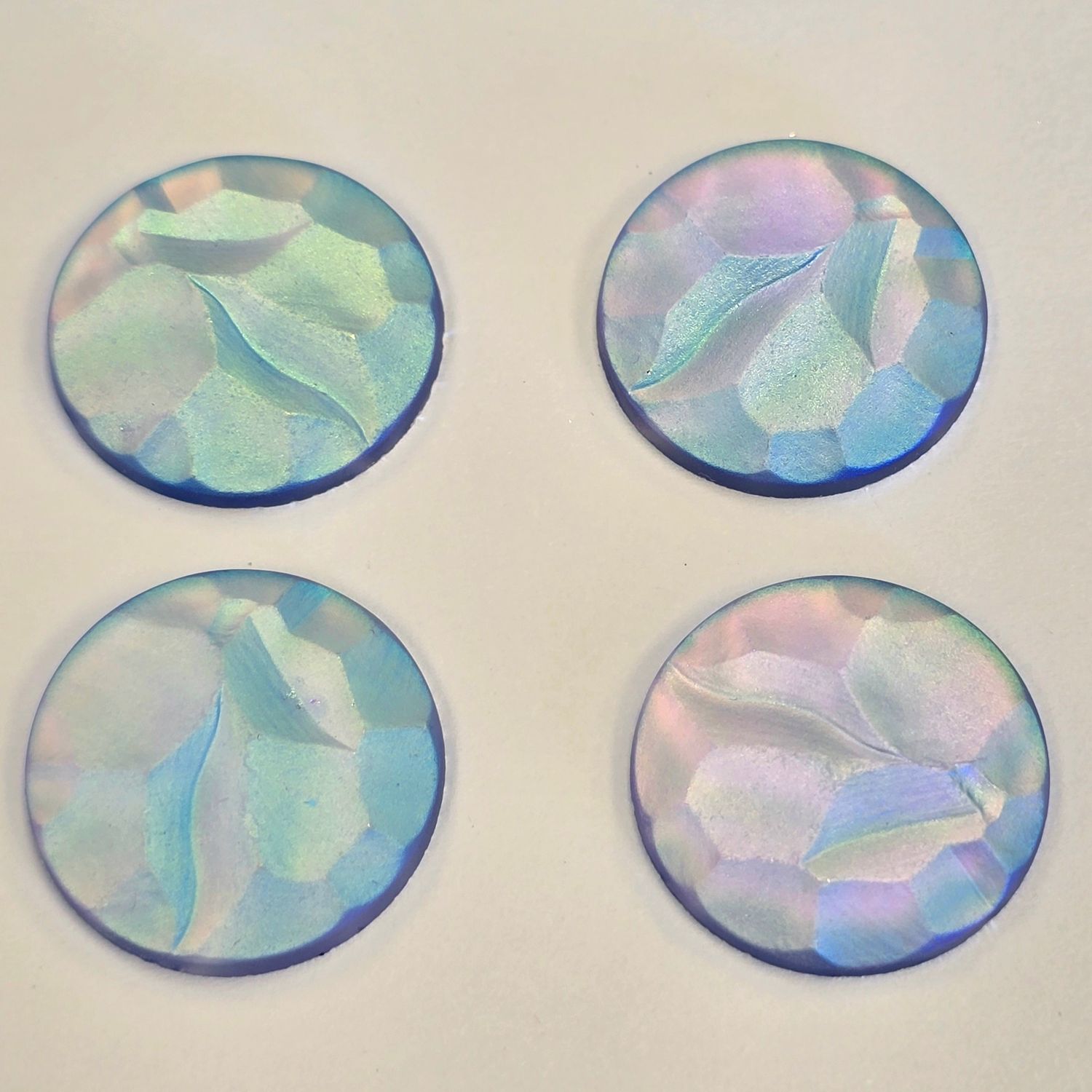 25mm  Glass Cabochon: Matte Sapphire AB Textured