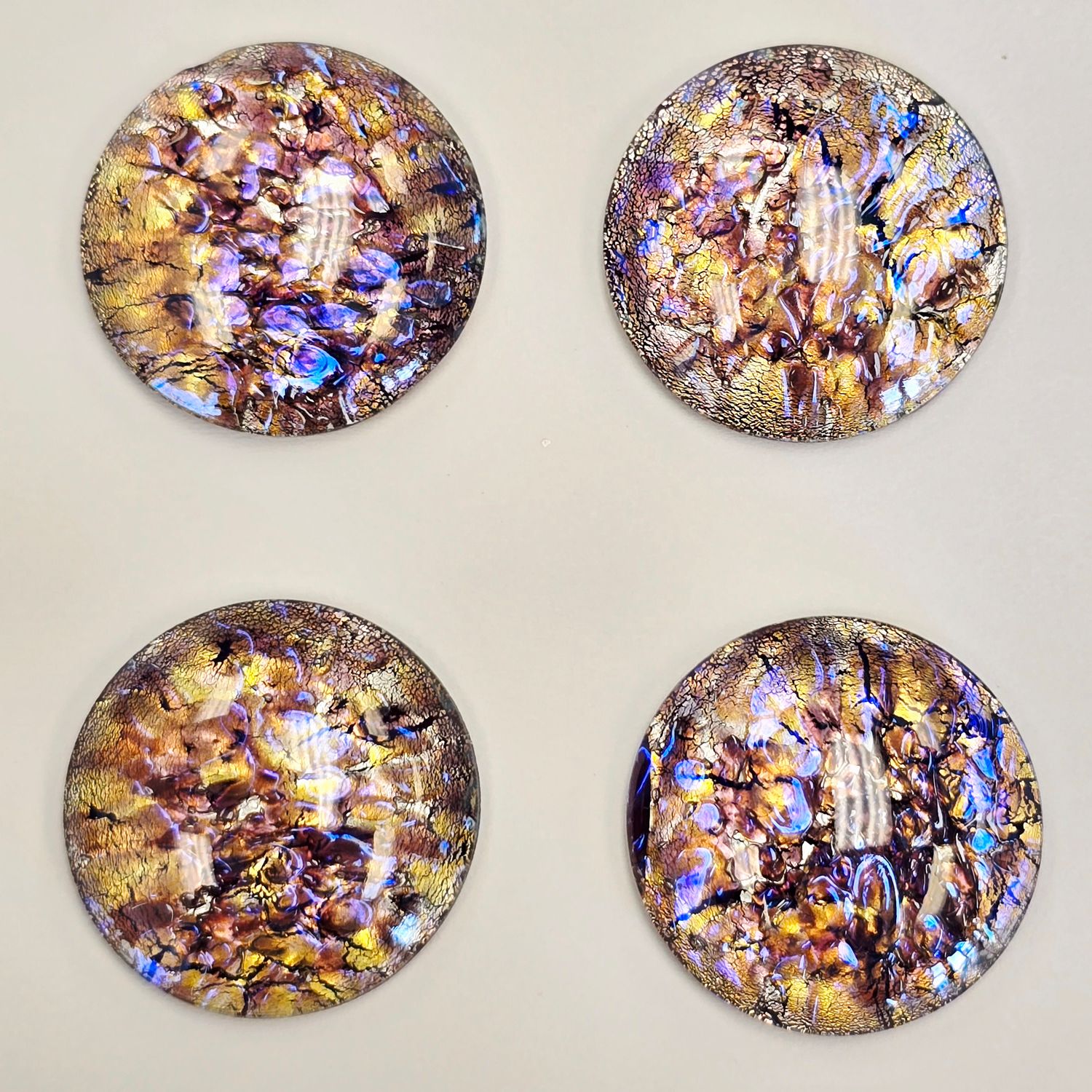 25mm  Glass Lampwork Cabochon: Amethyst Multi-Color Opal