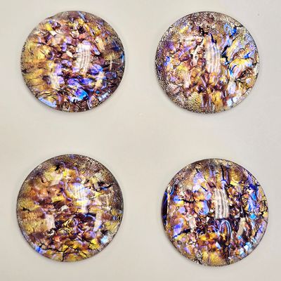 25mm  Glass Lampwork Cabochon: Amethyst Multi-Color Opal