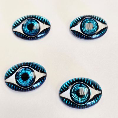 18x13mm Glass Preciosa Oval Cabochon:  Eye Bermuda Blue