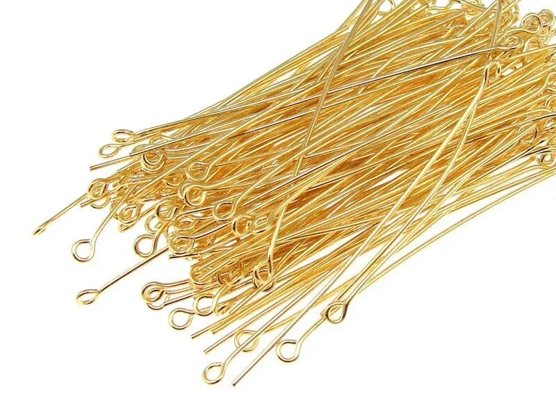 Eyepins: 2.25 Inch 21 Gage Gold Plated *Bulk Bag*