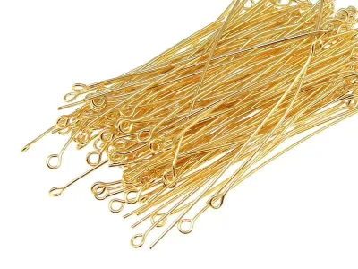 Eyepins: 2.25 Inch 21 Gage Gold Plated *Bulk Bag*