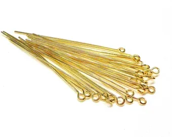 Eyepins: 2 Inch 21 Gage Gold Plated - 24