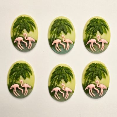 18x25mm Cabochon: Tropical Flamingos