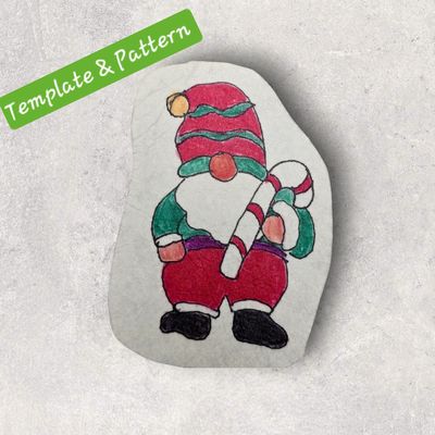 Santa Gnome with Candy Cane  *Template & Pattern Only*
