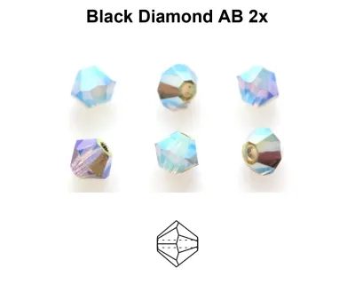4mm Bicone: Blk Diamond AB 2x 30pcs