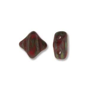 Silky Beads: Picasso Red Two-Holes *Closeout*