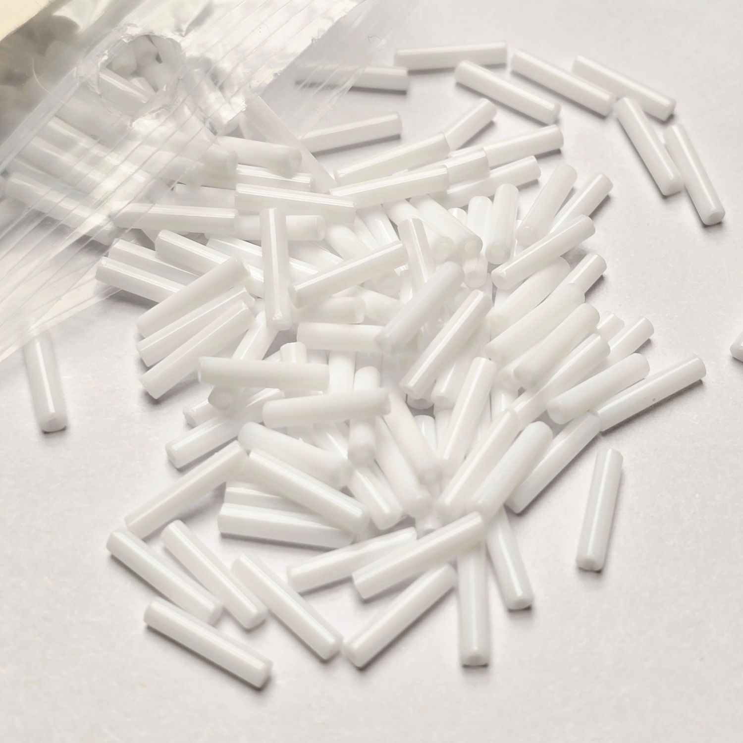 9mm Bugles: #41 Opaque White 9mm Bugles: #41 Opaque White