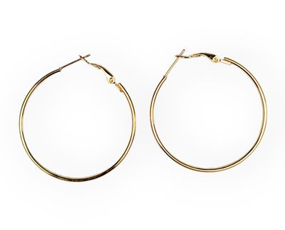 Earring Hoops: 40mm Gold Plated Leverback