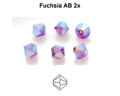 4mm Bicone: Fuchsia AB 2x 30pcs