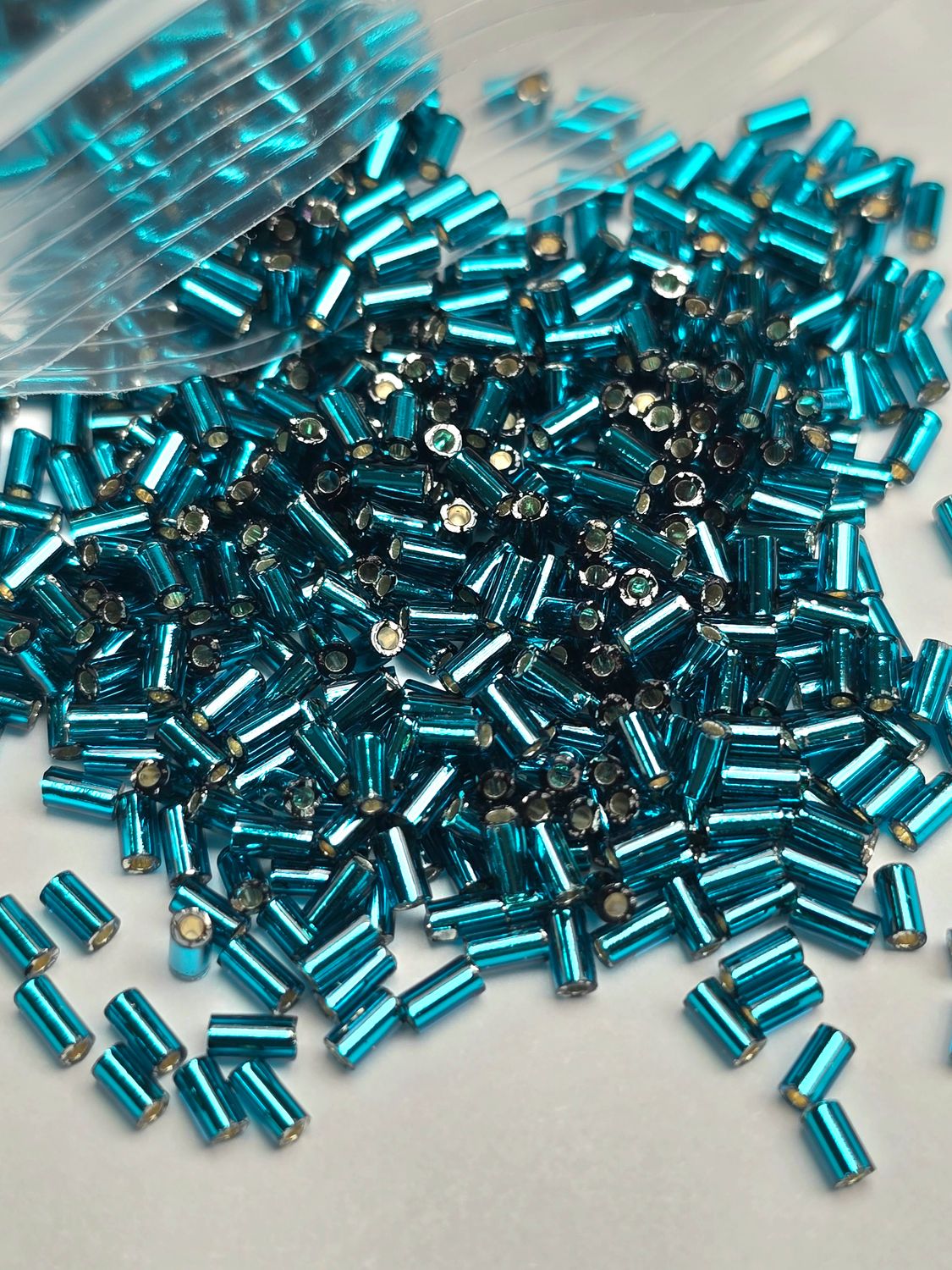 3mm Bugles #27BD Silverlined Teal
