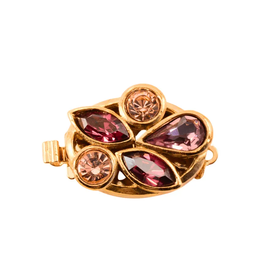 Purple Crystal Gold Plated Box Push Clap 1-Strand