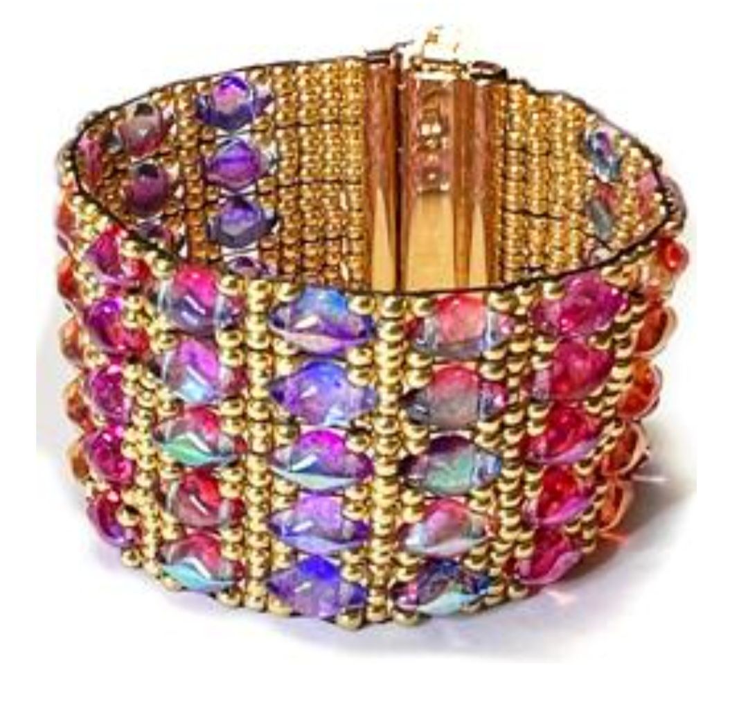 Free Pattern: Aurora Borealis Loom Woven GemDuo Cuff Free Pattern: Aurora Borealis Loom Woven GemDuo Cuff