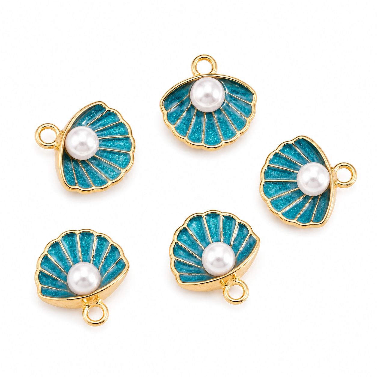 Shell Chrams with Pearl - Blue