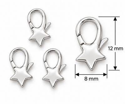 Lobster Clasp Star 12x18mm: Rhodium Plated