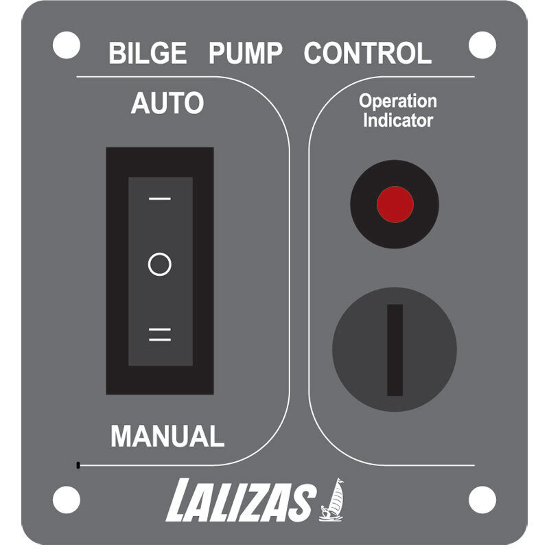 Pump switch ON-OFF-MON, w/ light, Inox 316, charcoal, 12/24V
