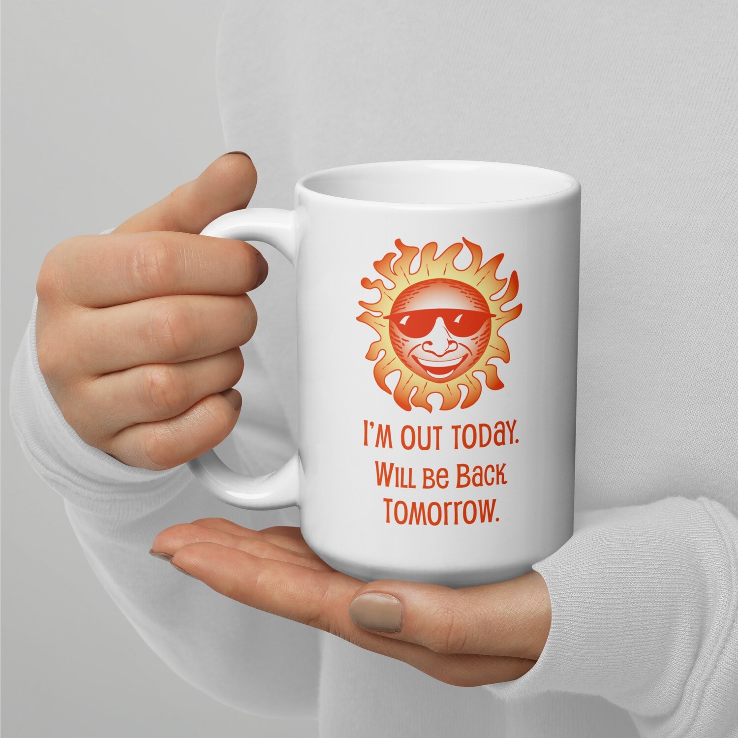Sun wearing glasses mug