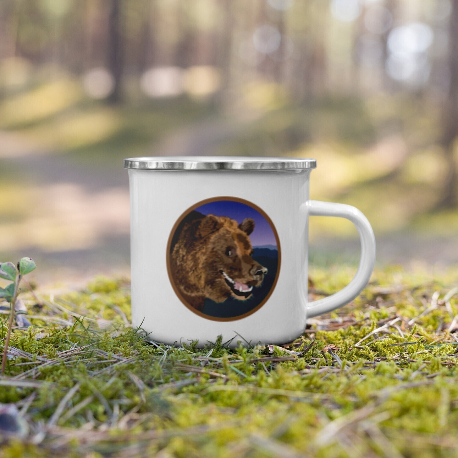 Enamel Mug with Grizzly portrait