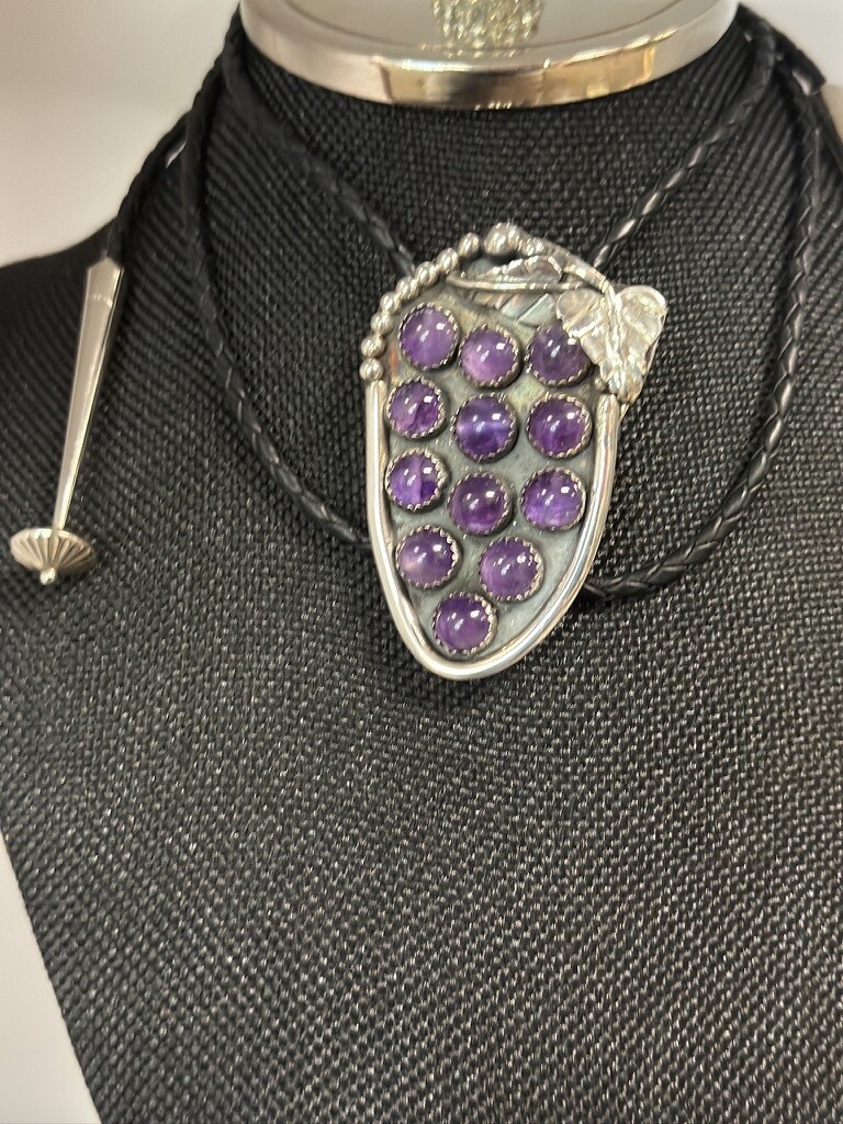 Amethyst and Sterling Bolo Tie by Don Gesaman