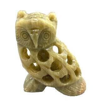 2&quot; Carved Soapstone Owl w/ Mini inside