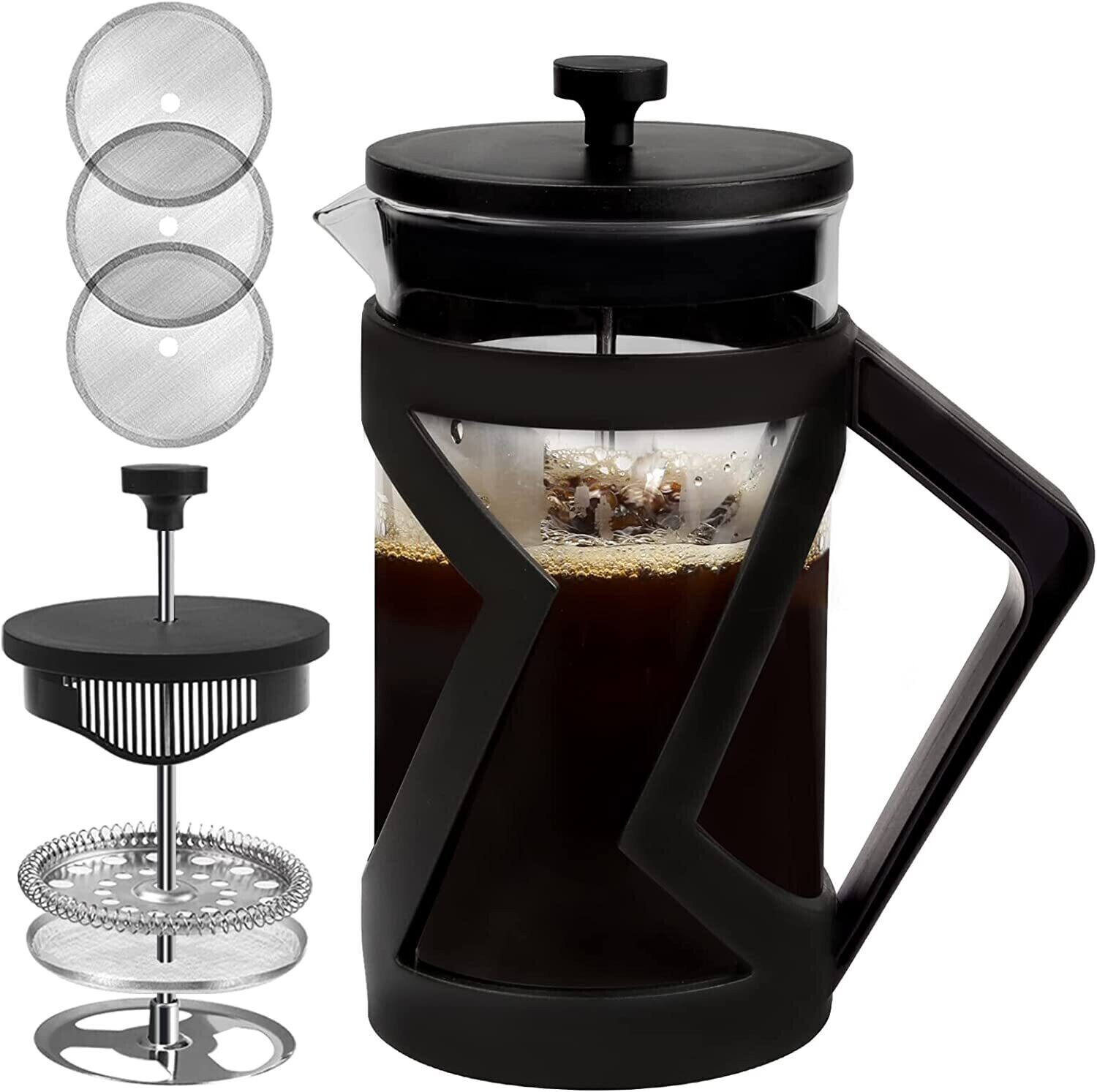 34 oz French Press - Black W/ Design