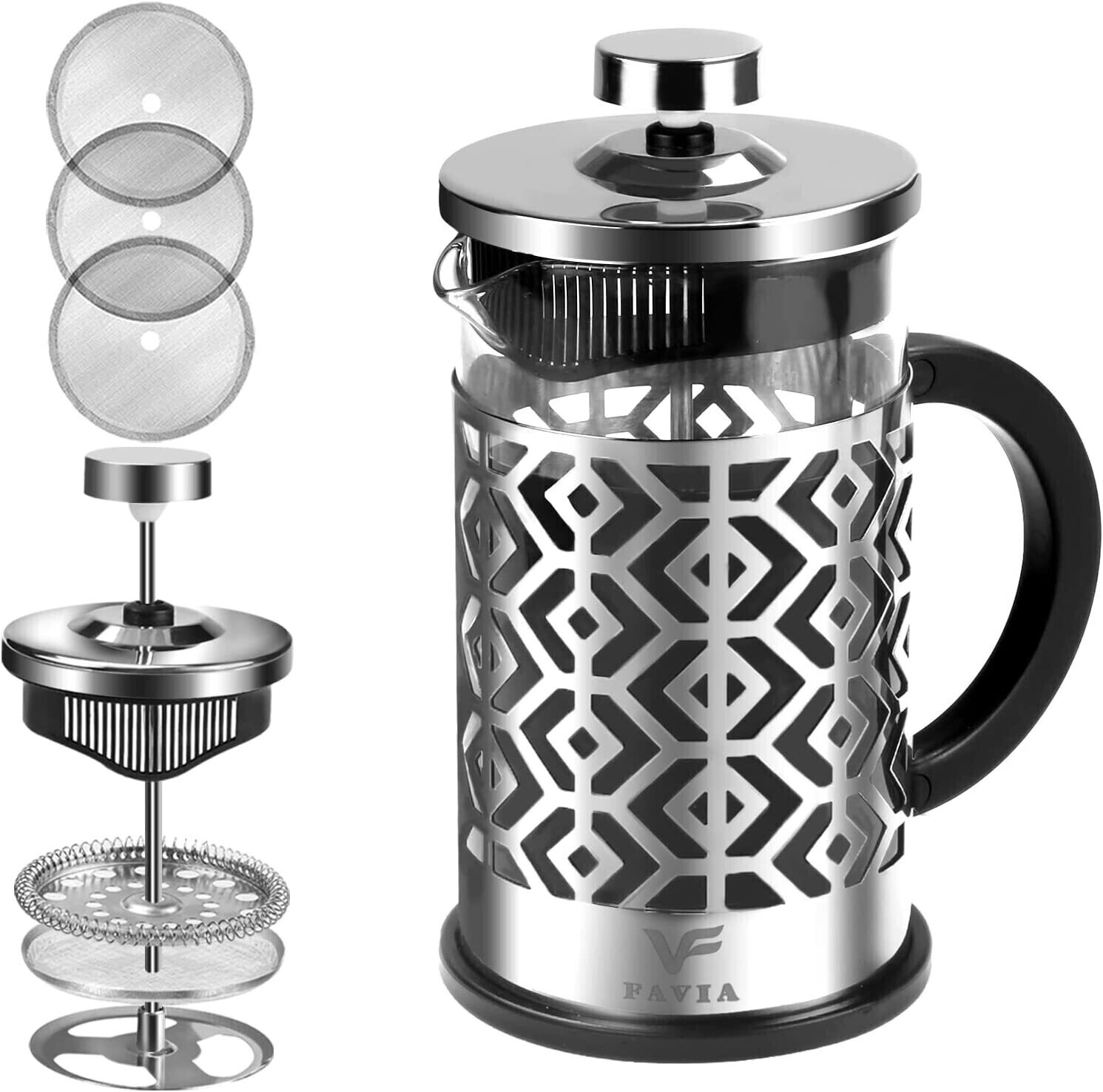 34 oz French Press - Stainless &amp; Black