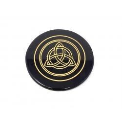 3&quot; Triquetra Black Agate Coaster/Altar Tile