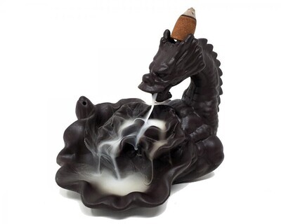 4.5&quot; Dragon/Waterfall Polyresin Backflow Incense Cone Burner