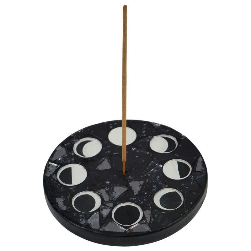 4.5&quot; Round Mosaic Moon Phase Incense Burner