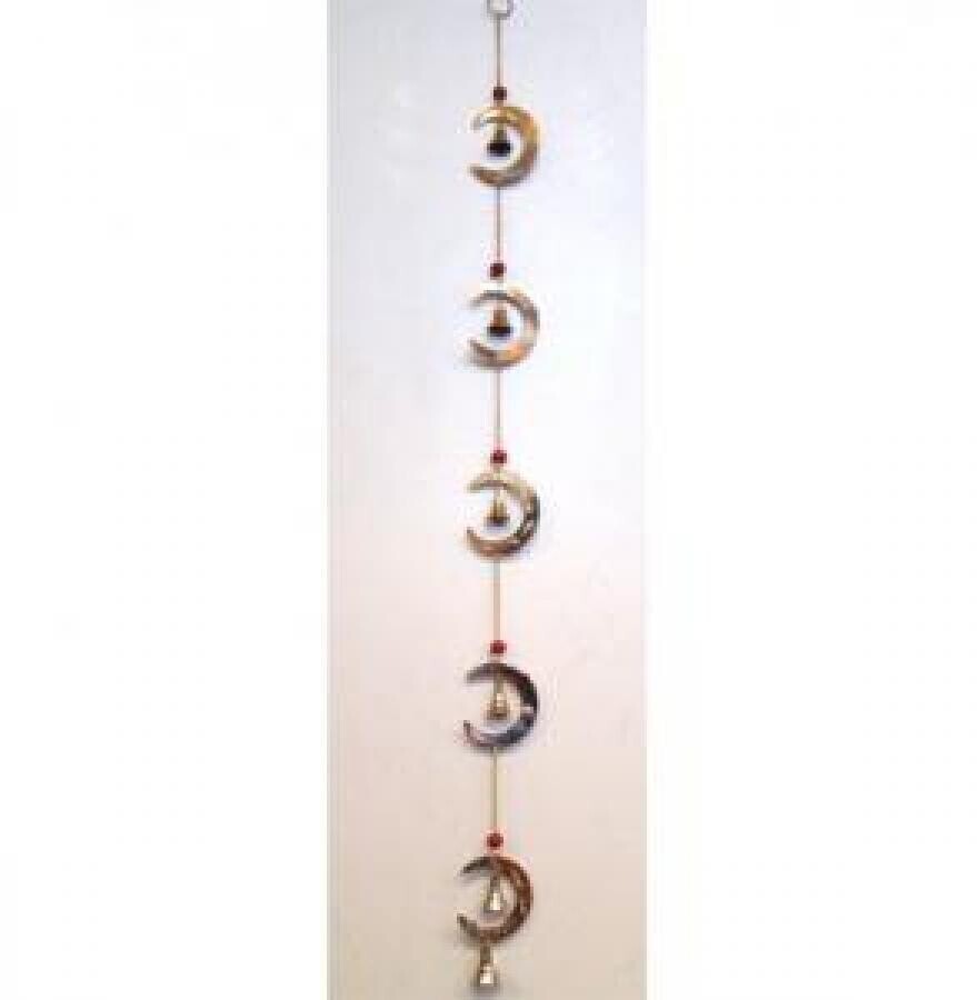5 Crescent Moon Brass Wind Chime 24&quot;