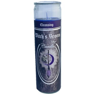 Witch&#39;s Broom 7 Day Glass Ritual Candle