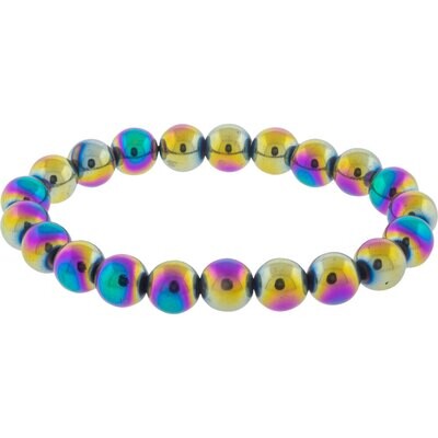 8mm Rainbow Hematite Bead Bracelet