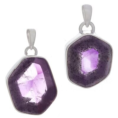 Sterling: Amethyst Small Geode Slice Pendant