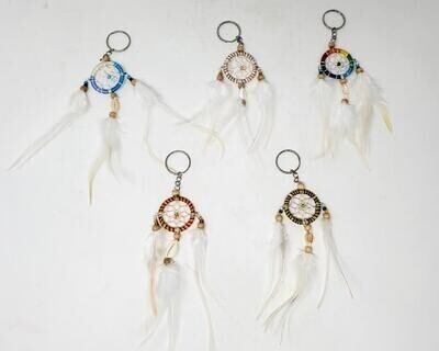 Assorted Color Feather Dream Catcher Key Chain
