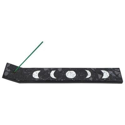 BLACK MOSAIC MOON PHASE INCENSE SLED 13 X 2&quot;