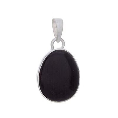Sterling Black Tourmaline Geode Slice Pendant 36-46mm
