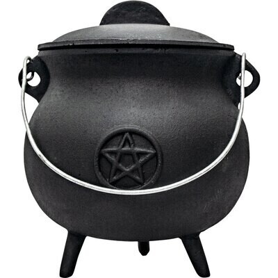 7.5&quot; Cast Iron Cauldron W/ Pentacle