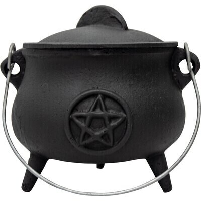 Cast Iron Pentacle Cauldron - 5.5&quot; H