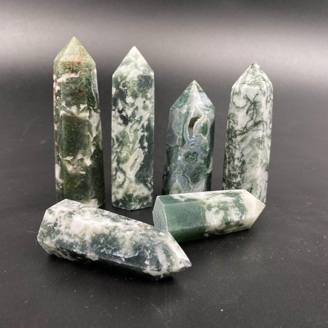 Moss Agate Tower 2.75 - 4&quot; H