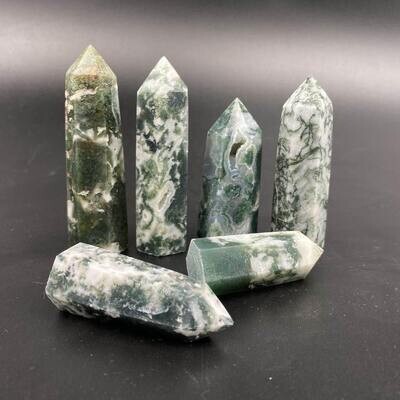 Moss Agate Tower 2.75 - 4" H