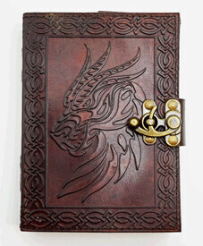 Celtic Dragon Bust Leather Embossed Journal