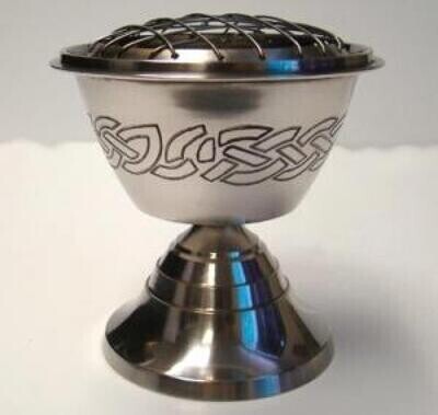 Celtic Knot Carved Brass Screen Censer Burner 4&quot;